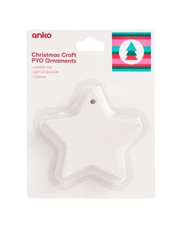 Anko 3 Piece Christmas Craft Paint Your Own Ornaments