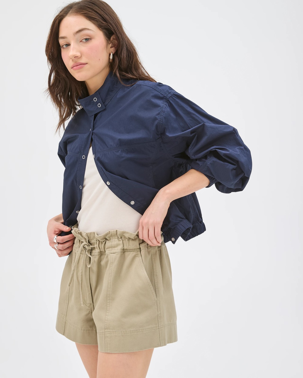 Lily Loves Australian Cotton Paperbag Shorts - Crushed Leaf 2 of 5