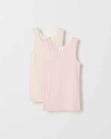 Maxx Australian Cotton 2 Pack Girls Thermal Pointelle Vest