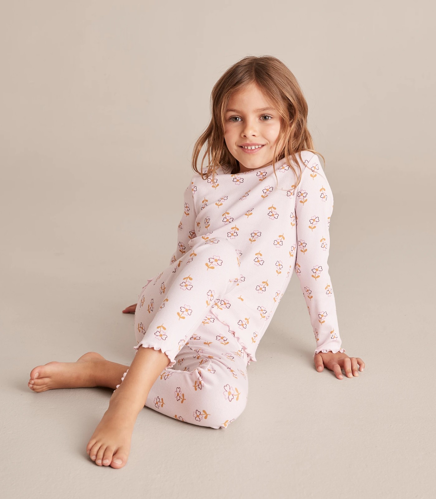 Organic Cotton Floral Rib Pyjama Set 3 of 5