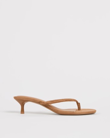 Genuine Suede Leather Thong Heels