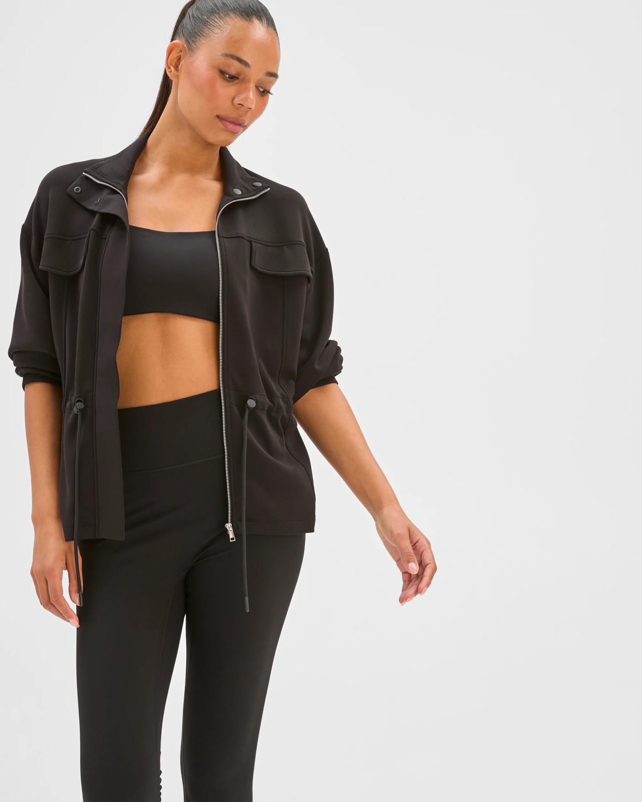 Active Funnel Neck Zip Through Jacket - Black 2 of 5
