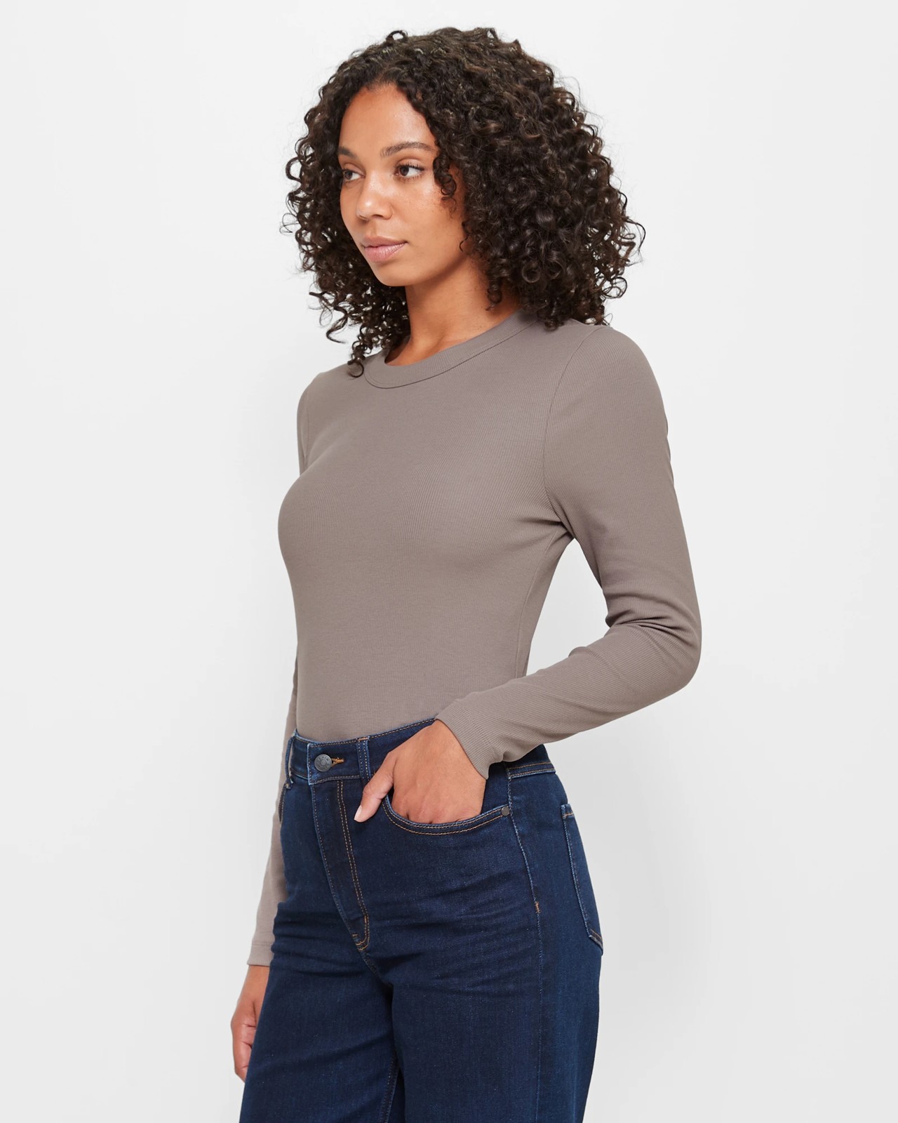 Australian Cotton Long Sleeve Rib Layering T-Shirt - Dove | Target ...