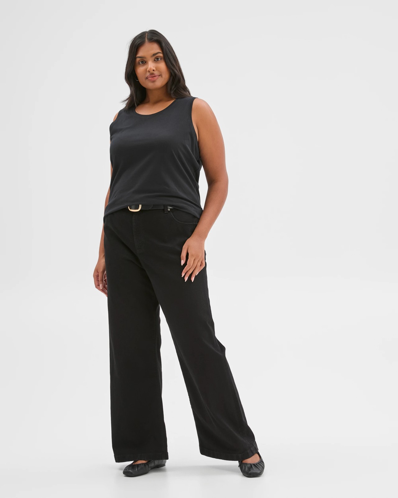 Plus Size Australian Cotton Blend Sleeveless Tank - Black 6 of 6