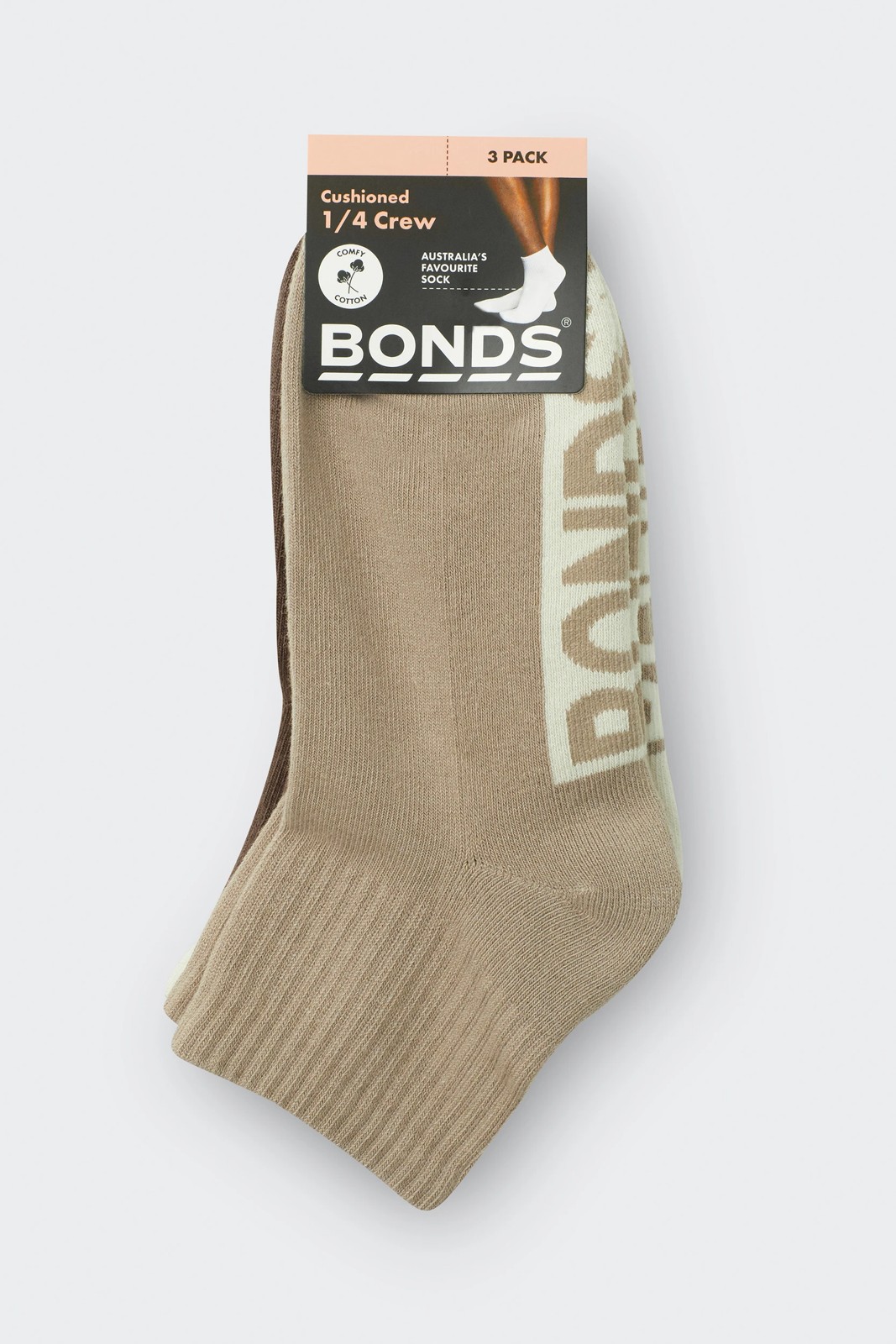 Bonds 3 Pack Logo Quarter Crew Socks 2 of 2