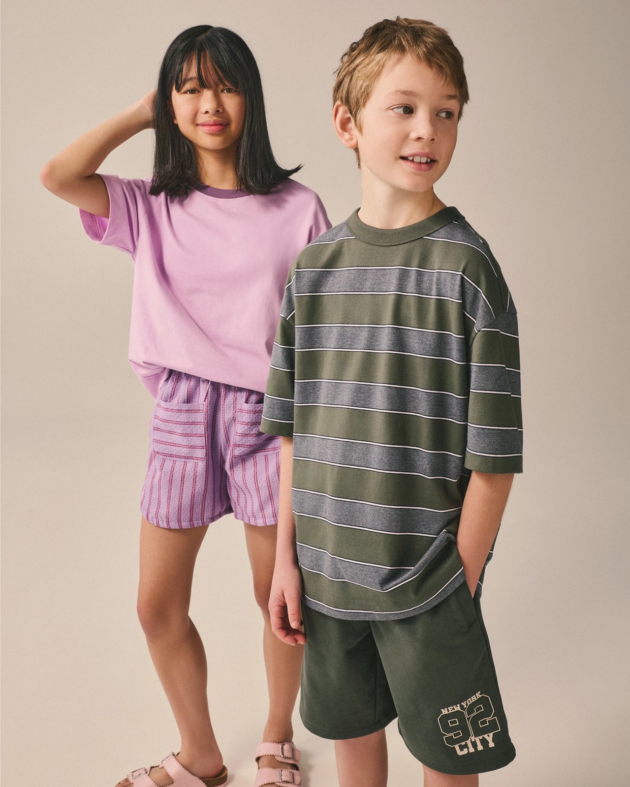 Cotton Blend Woven Shorts - Stripe Viola 3 of 3