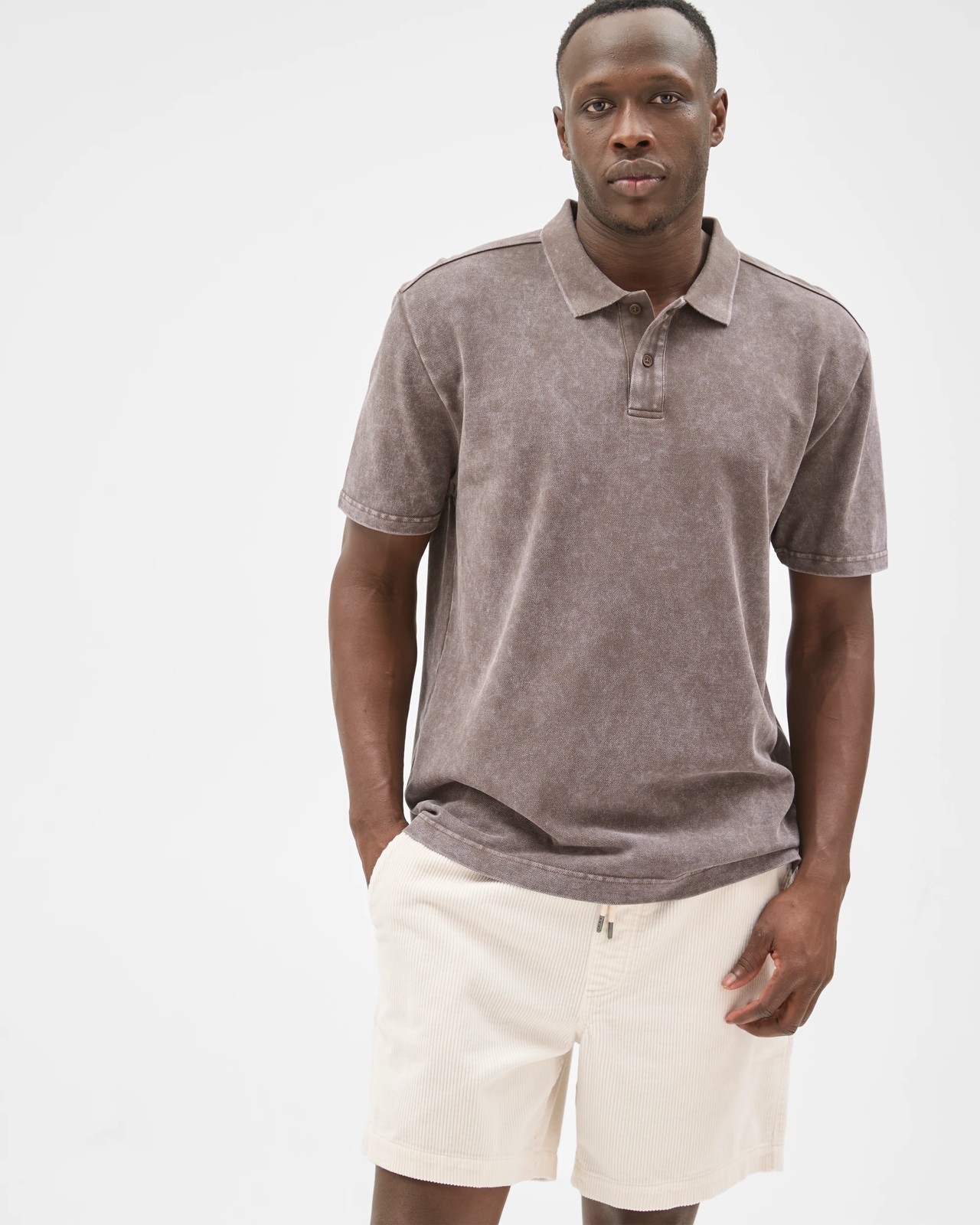 Commons Australian Cotton Overdyed Pique Polo Top - Blackwash 4 of 5
