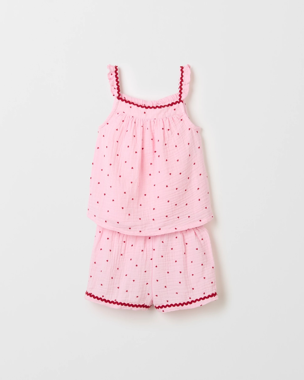 Australian Cotton Older Girls Cami Woven Pyjama Set - Pink Heart 6 of 6