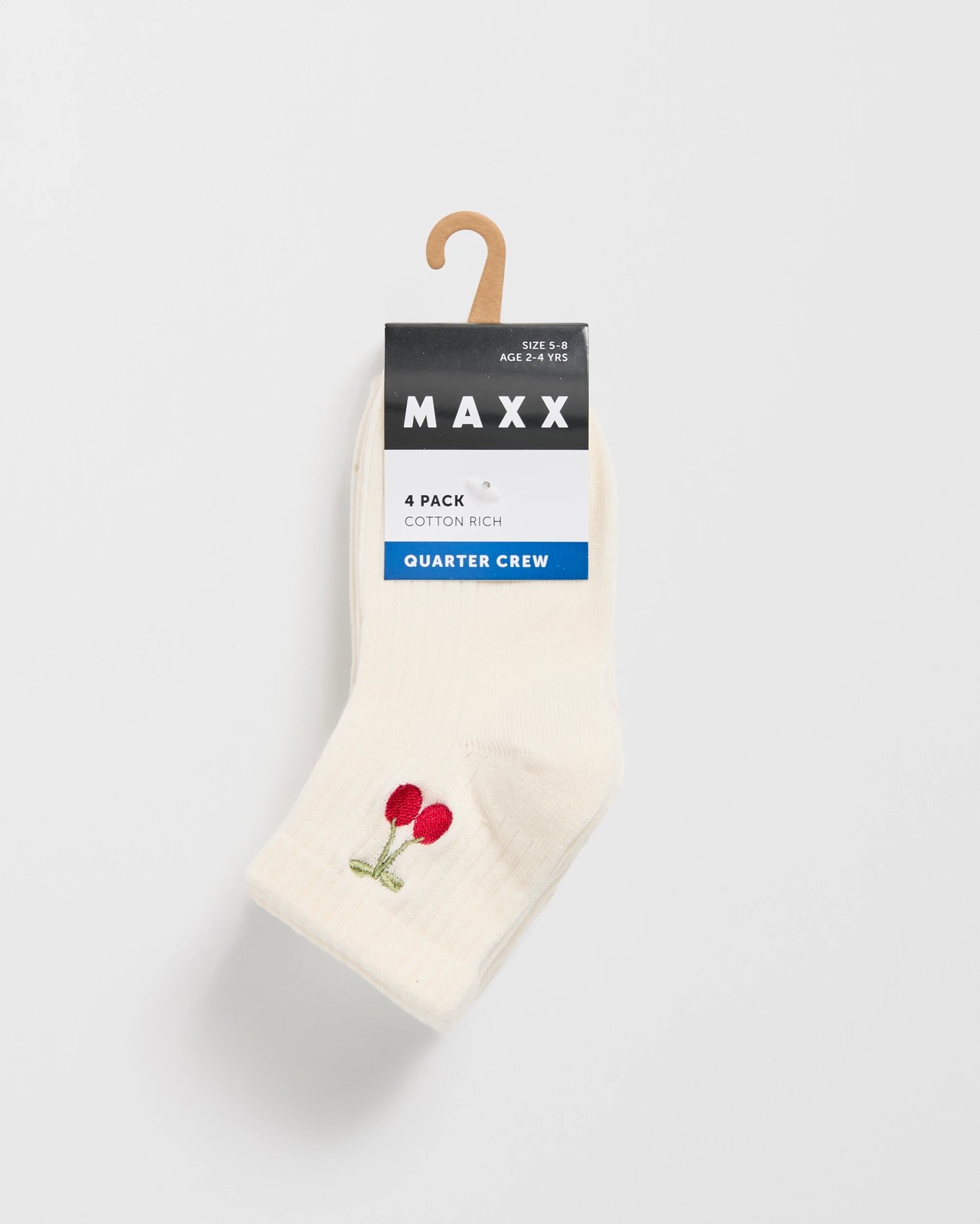 Maxx Cotton Blend 4 Pack Older Girls Quarter Crew Socks 3 of 3