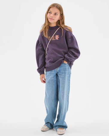 Australian Cotton Blend Balloon Sleeve Fleece Sweat Top