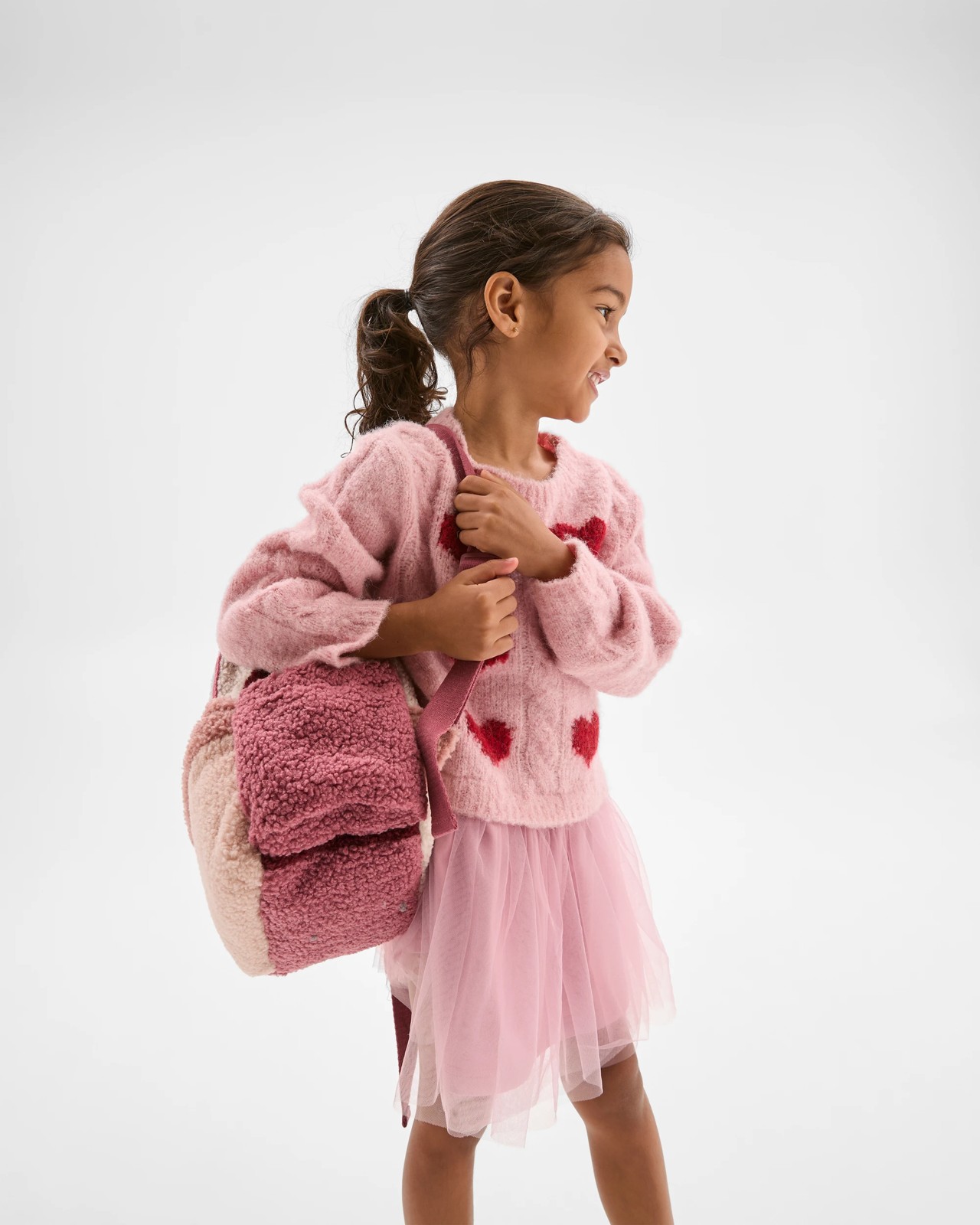 Long Sleeve Knit Sweater Tulle Embroidered Dress - Bleached Mauve 3 of 6