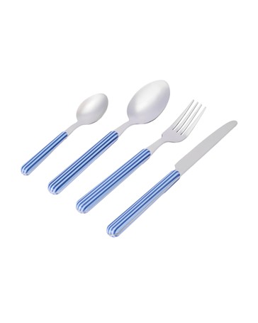 16 Piece Blue Stripe Cutlery Set - Anko
