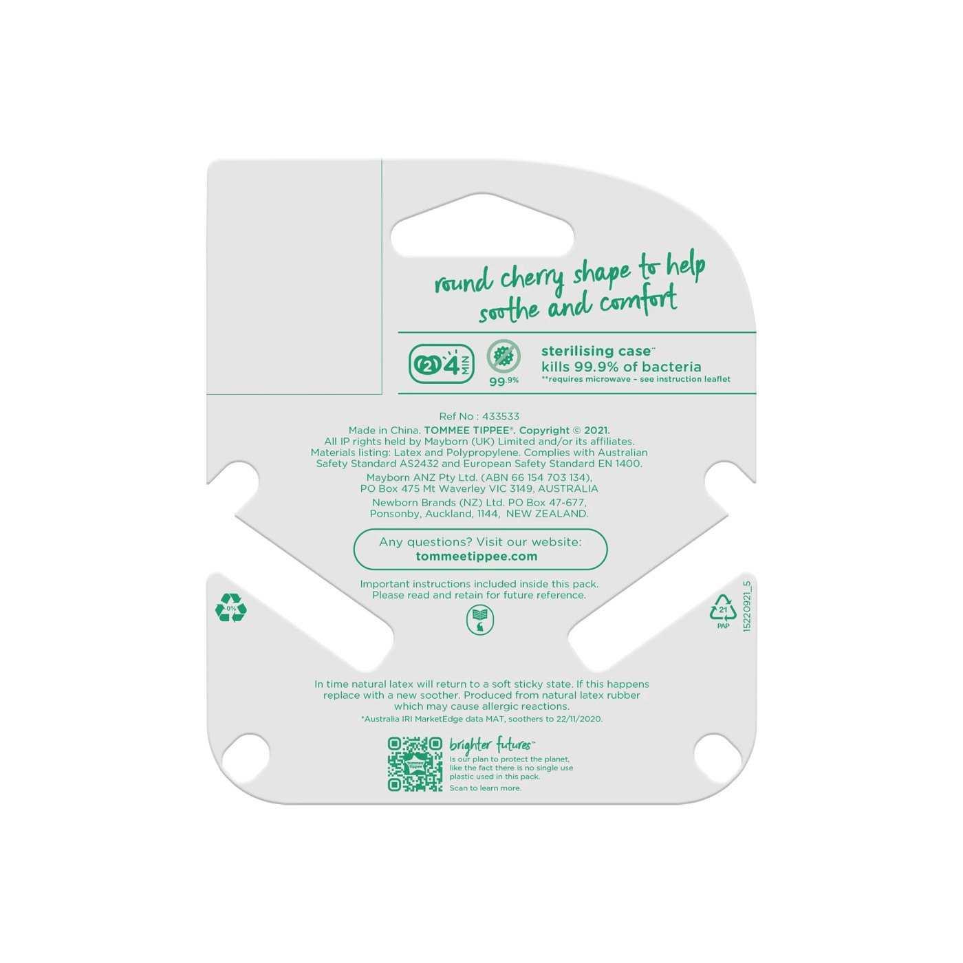 Tommee Tippee Cherry Latex Soother 2 Pack - 6-18 Months - Multi 2 of 6