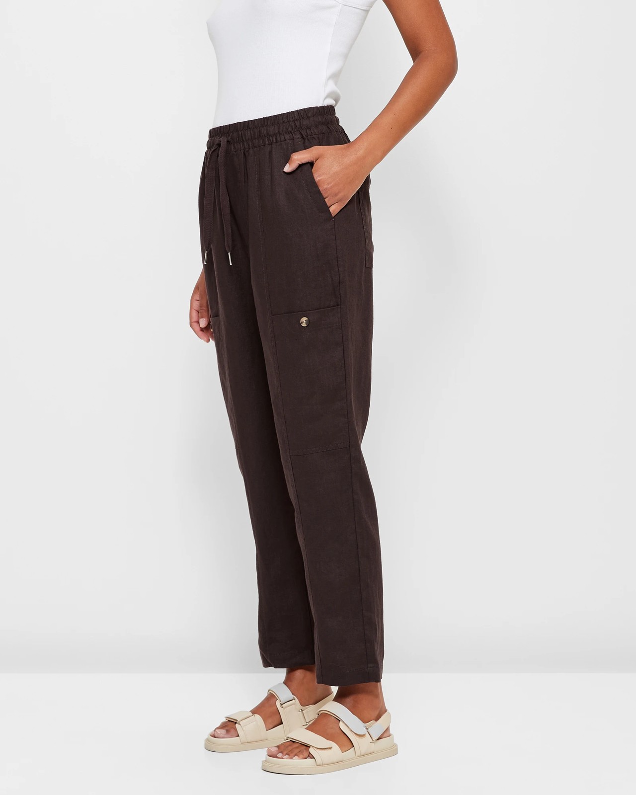 European Linen Pull On Cargo Pants 3 of 5