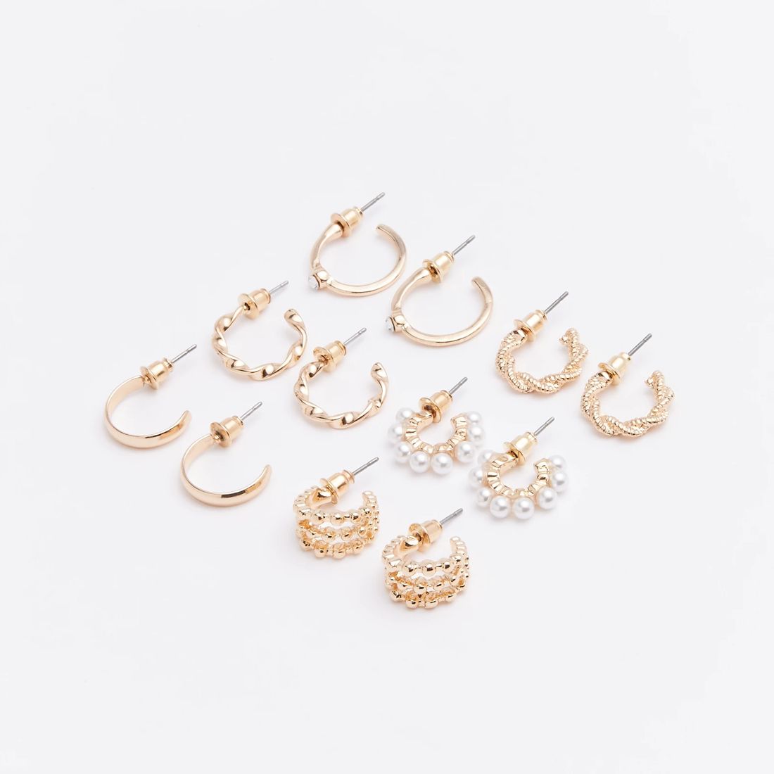 6 Pack Pearl Gold Hoop Earrings Target Australia
