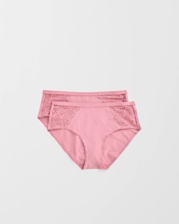 Australian Cotton and Lace 2 Pack Midi Briefs