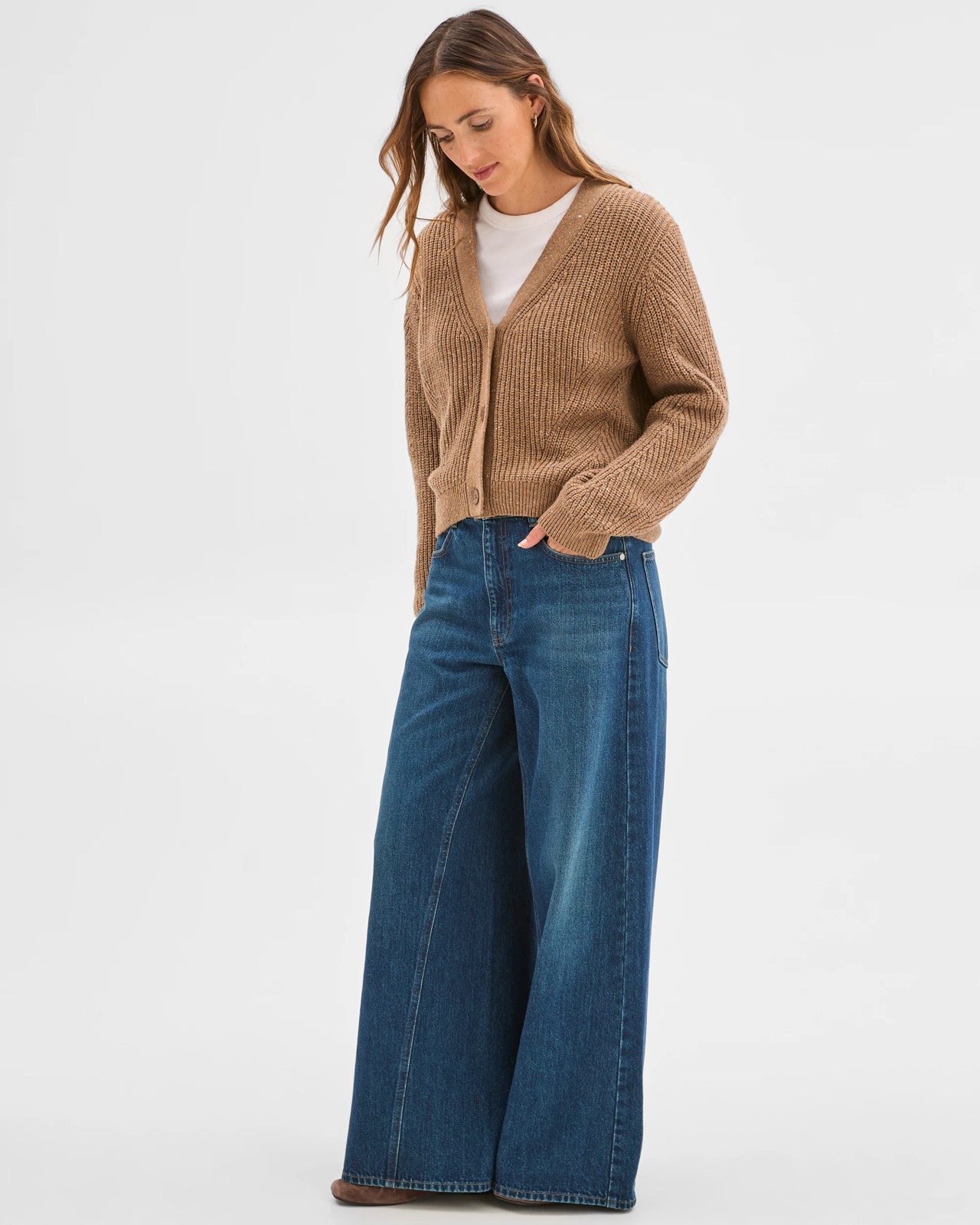 Australian Cotton Blend V-Neck Knit Cardigan - Partridge 3 of 6