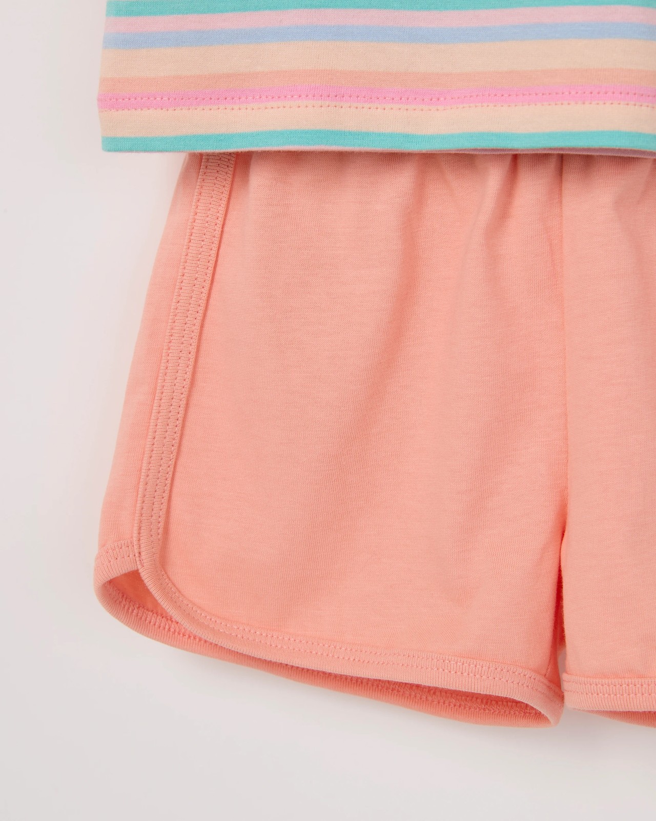 Baby Organic Cotton T-Shirt & Shorts Set - Peach stripe 3 of 3