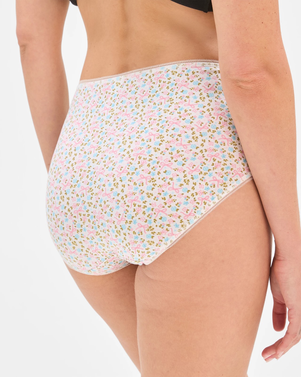 Australian Cotton 5 Pack Midi Briefs - Floral And Bows 4 of 5