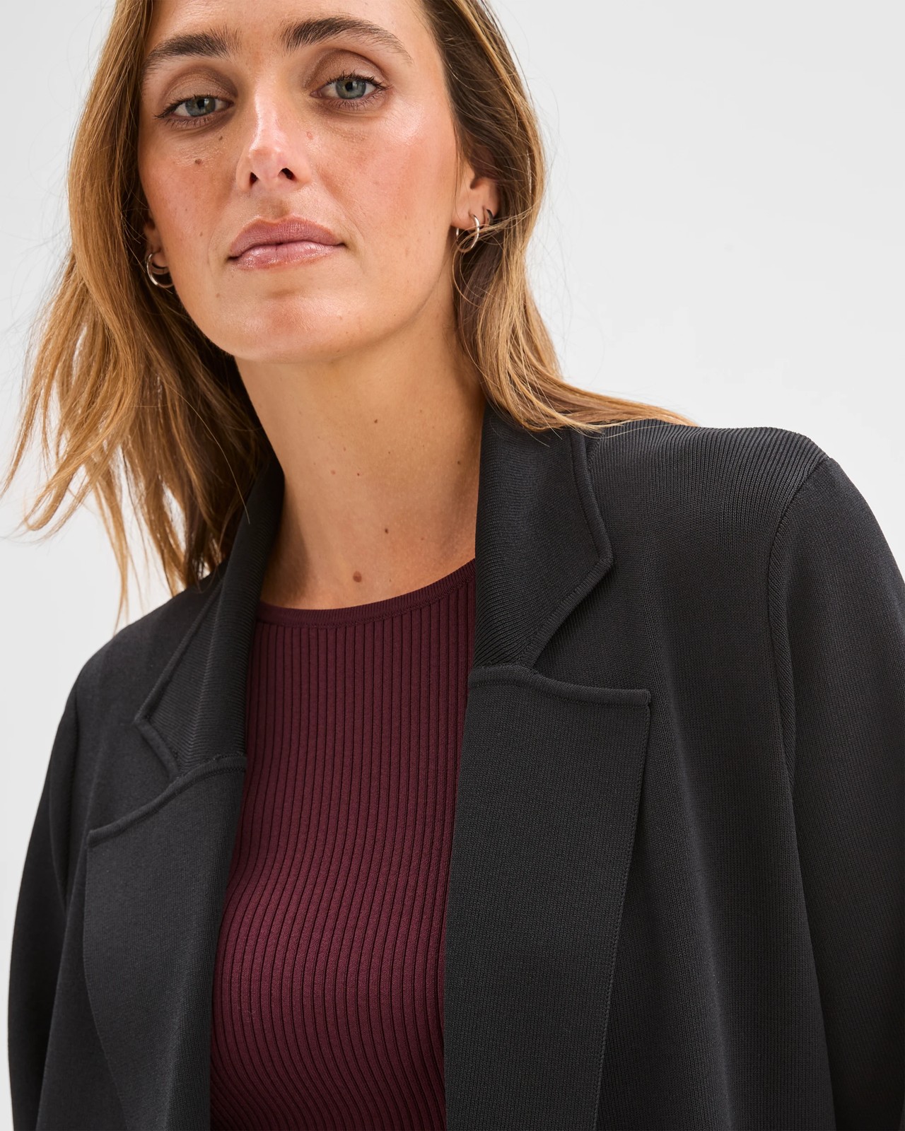 Preview Crepe Knit Midi Length Coat 5 of 6