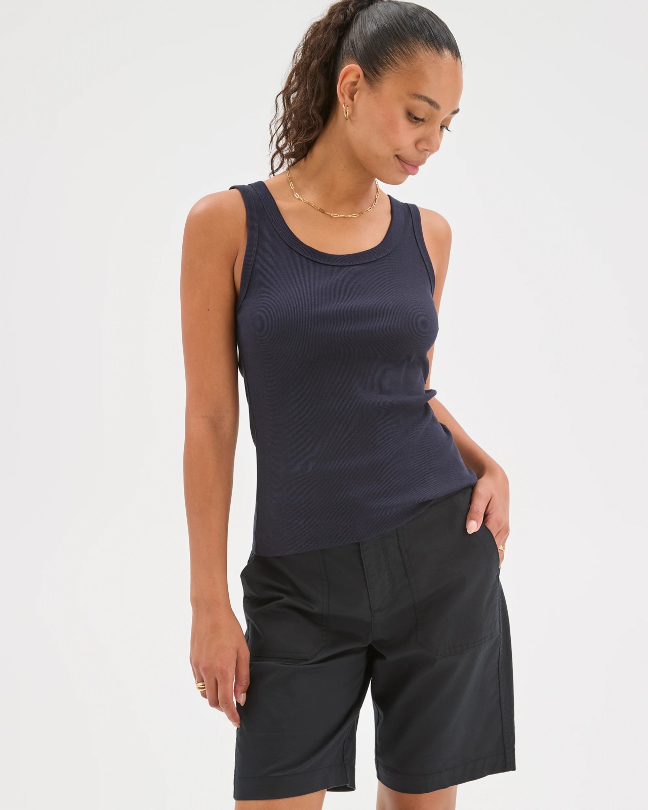 Rib Waist Shorts - Black 5 of 5