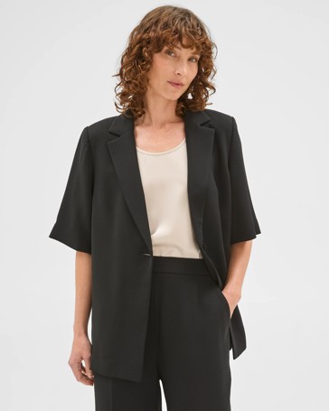 Preview Short Sleeve Tailored Oversized Crepe Blazer
