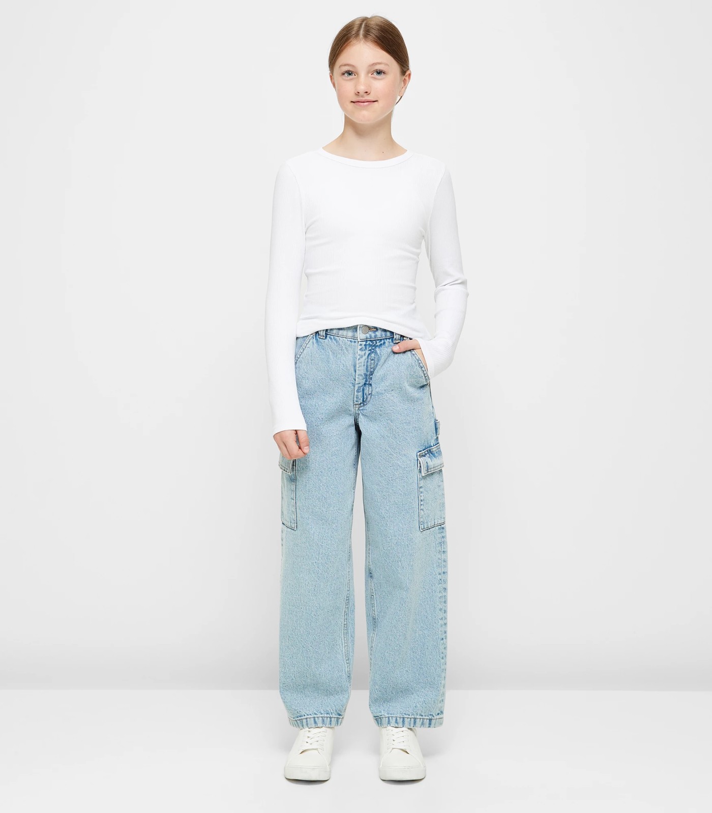 Australian Cotton Long Sleeve Rib Top - White | Target Australia