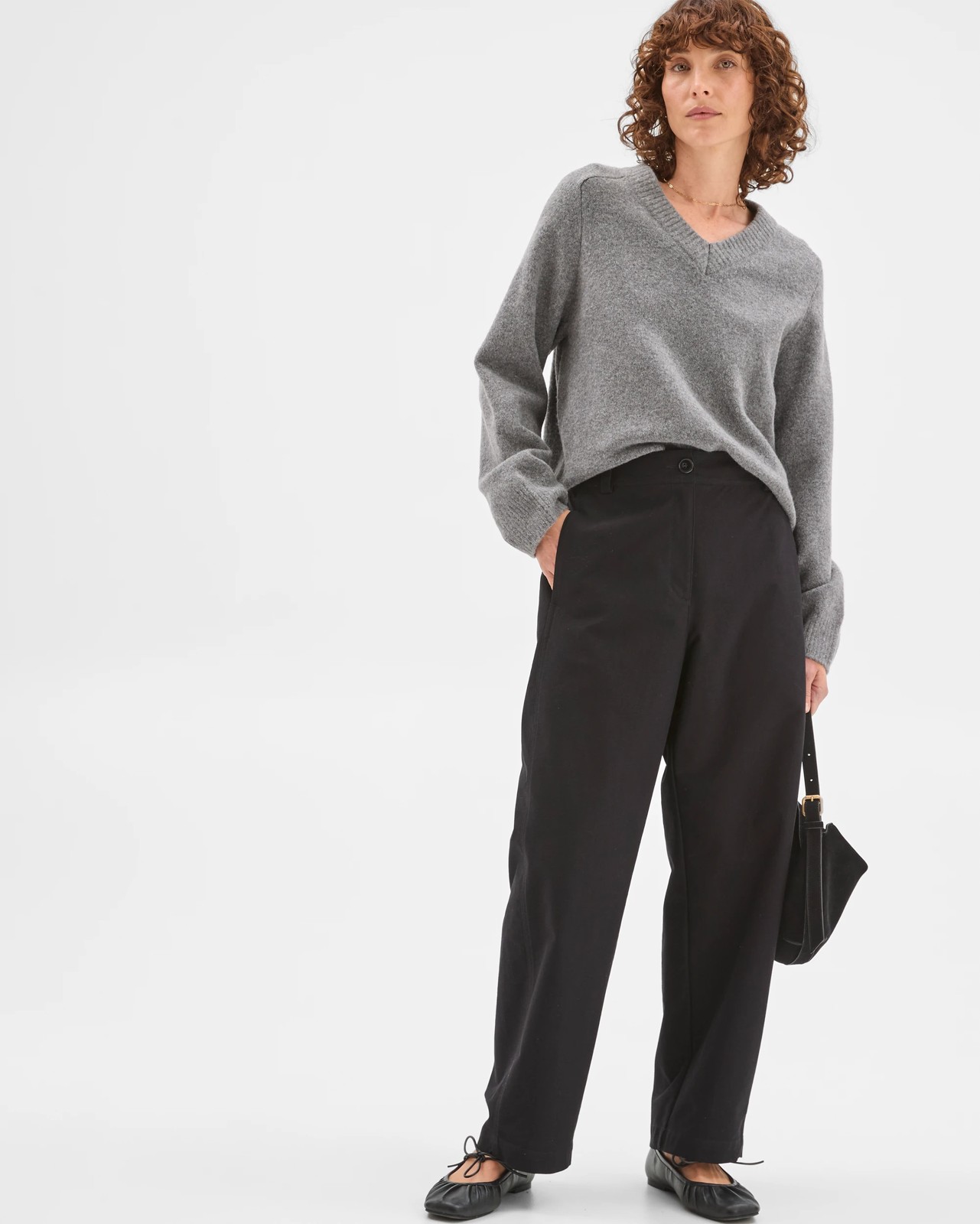 Relaxed Forward Seam Barrel Leg Pants - Black 2 of 6