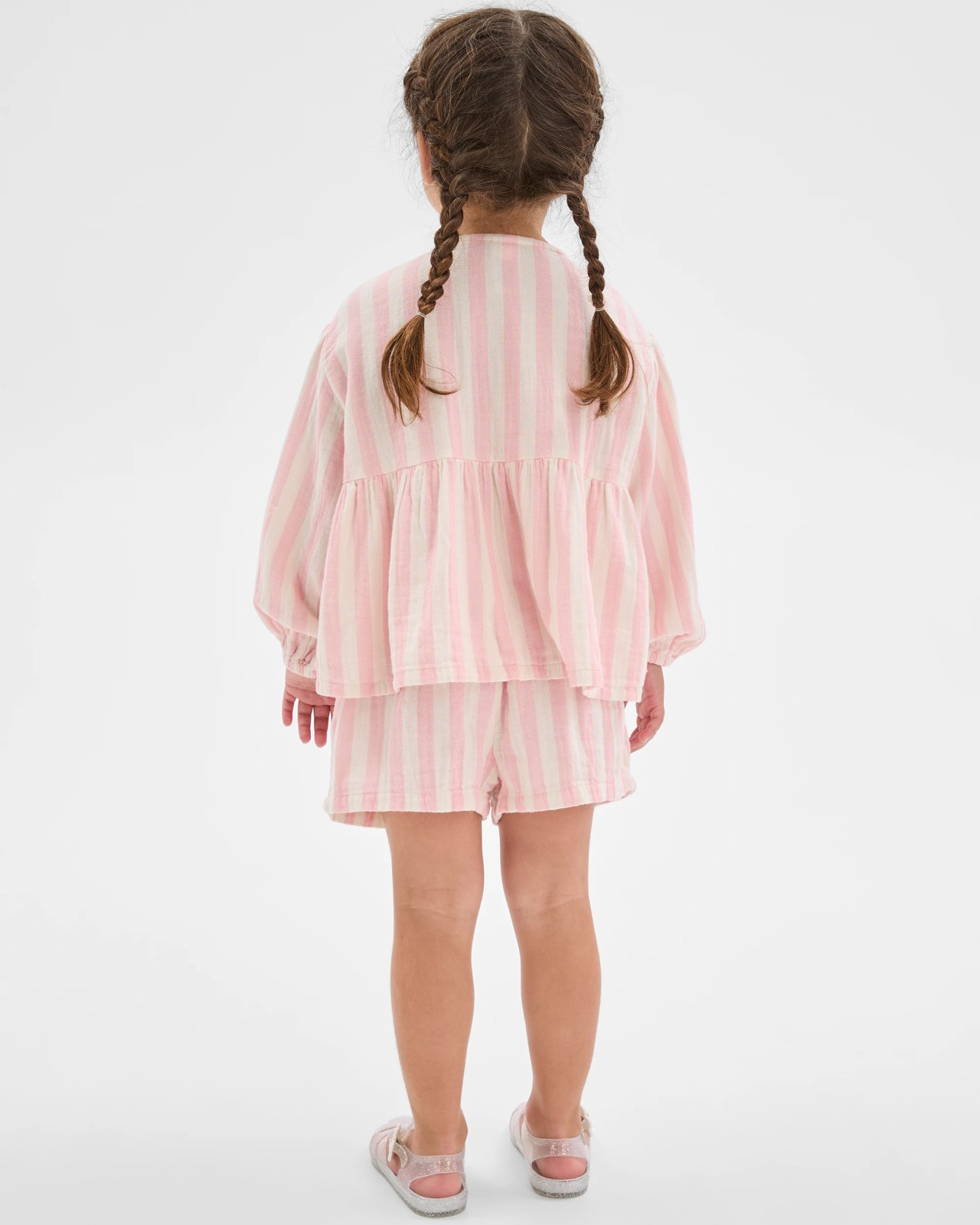 Woven Top and Shorts 2 Piece Set - Pink Stripe 4 of 5