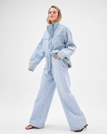 Lily Loves Australian Cotton Blend Funnel Neck Denim Jacket