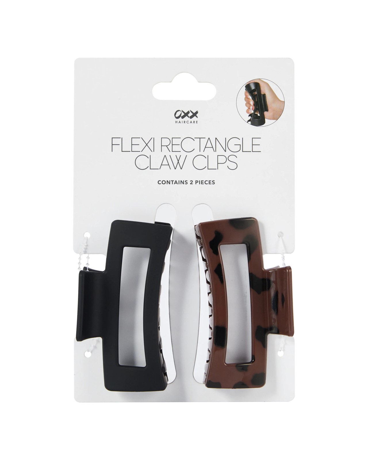OXX Haircare 2 Piece Flexi Rectangle Claw Hair Clips 3 of 3