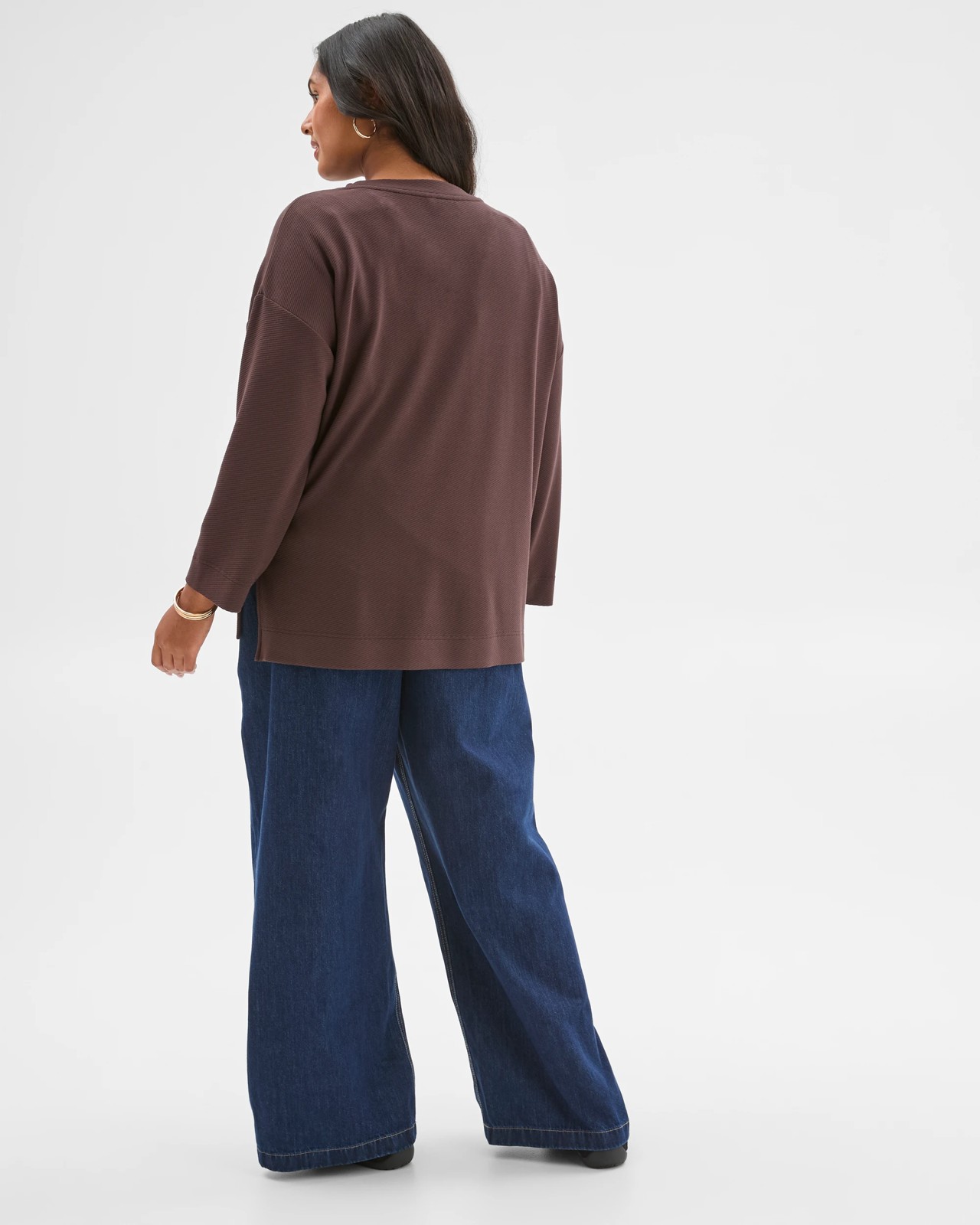 Plus Size Long Sleeve Ottoman Top - Brunette 5 of 5