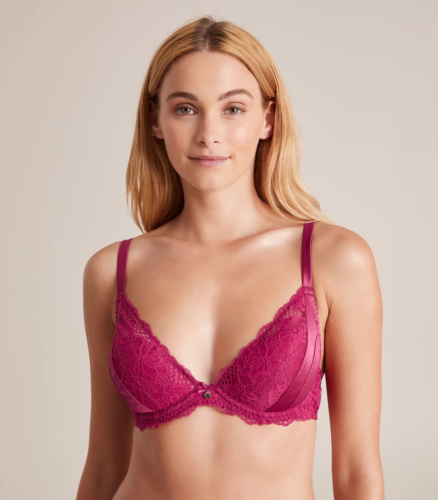 Preview Lace Push Up Bra - Red