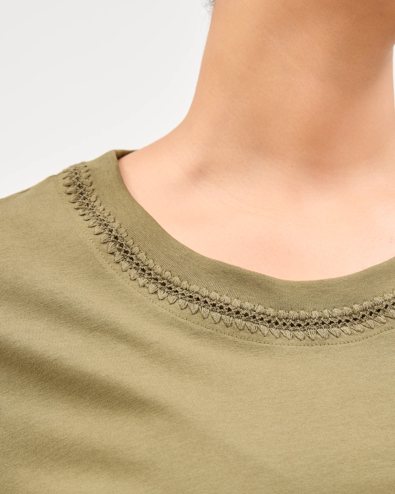 Plus Size Australian Cotton Stitch Detail T-Shirt - Dusty Moss 3 of 6