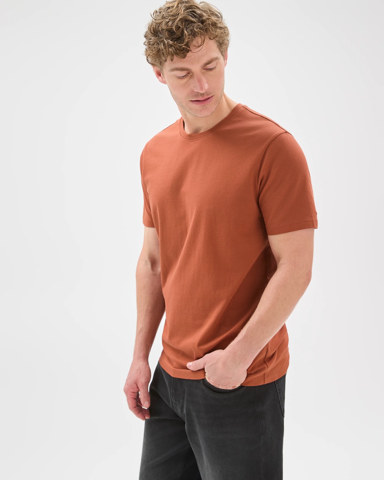 Australian Cotton Crew Neck T-Shirt - Coconut Shell 5 of 6