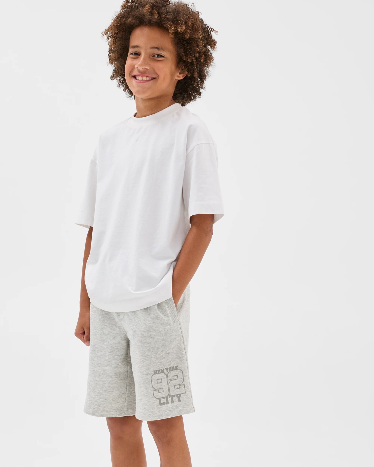 Australian Cotton Blend Fleece Sweat Shorts - Grey Marle 2 of 6