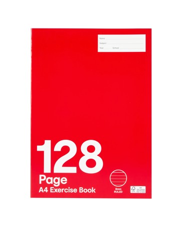 Anko A4 Exercise Book - 128 Pages, Red