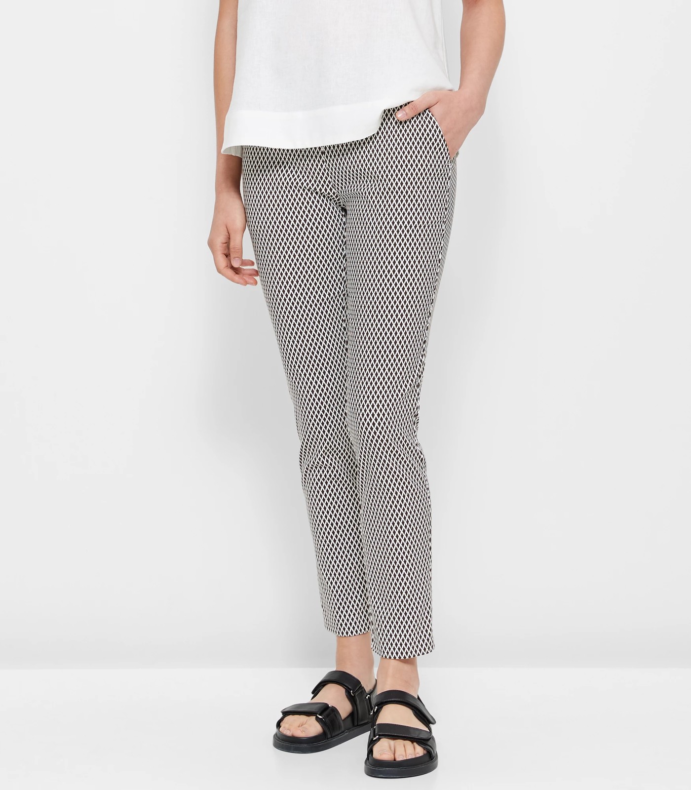 Ankle Length Bengaline Pants - Preview - Choc Geo