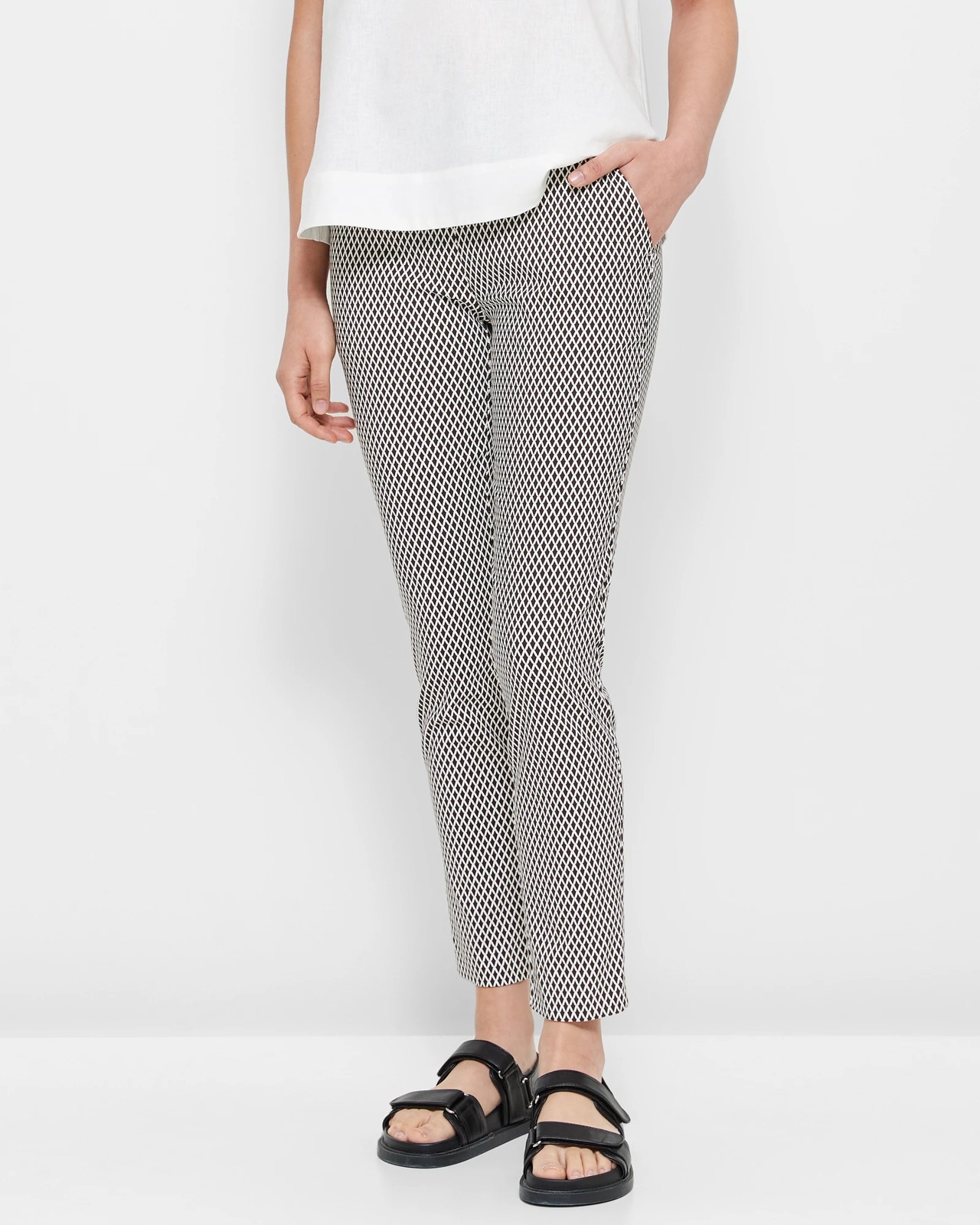 Ankle Length Bengaline Pants - Preview - Choc Geo