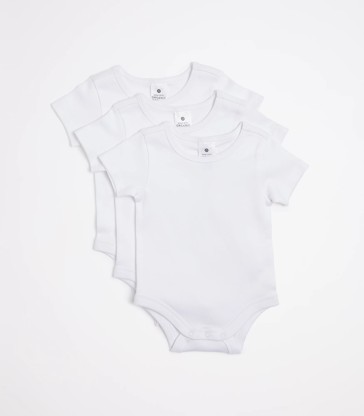 3 Pack Baby Organic Cotton Short Sleeve Bodysuits