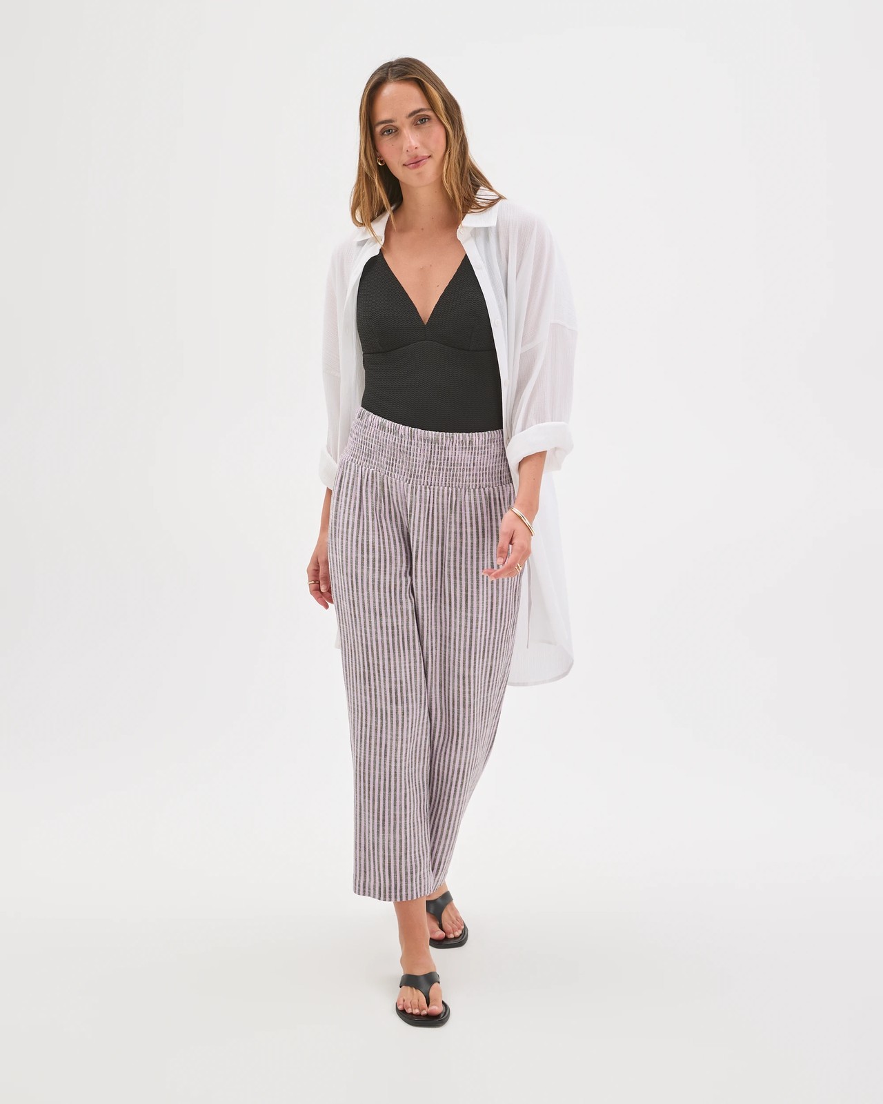 Resort Shirred Waist Culotte Pants - Orchid Bloom 3 of 6