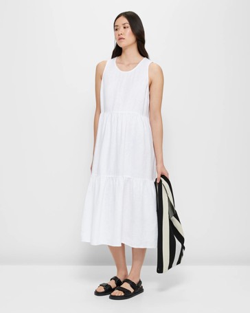 European Linen Sleeveless Midi Dress