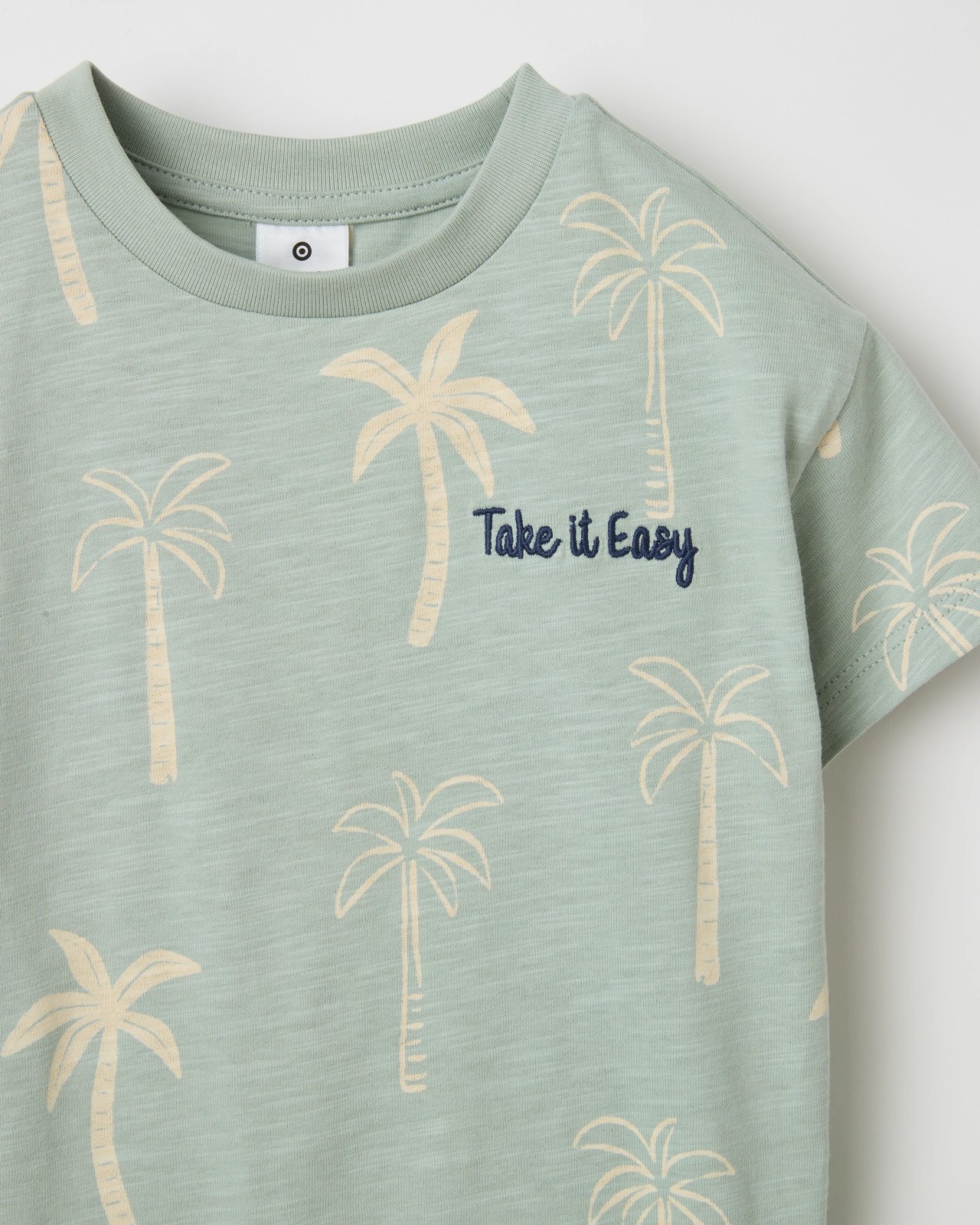 Baby Organic Cotton Slouchy Romper - Green Palm Tree Aqua 5 of 6