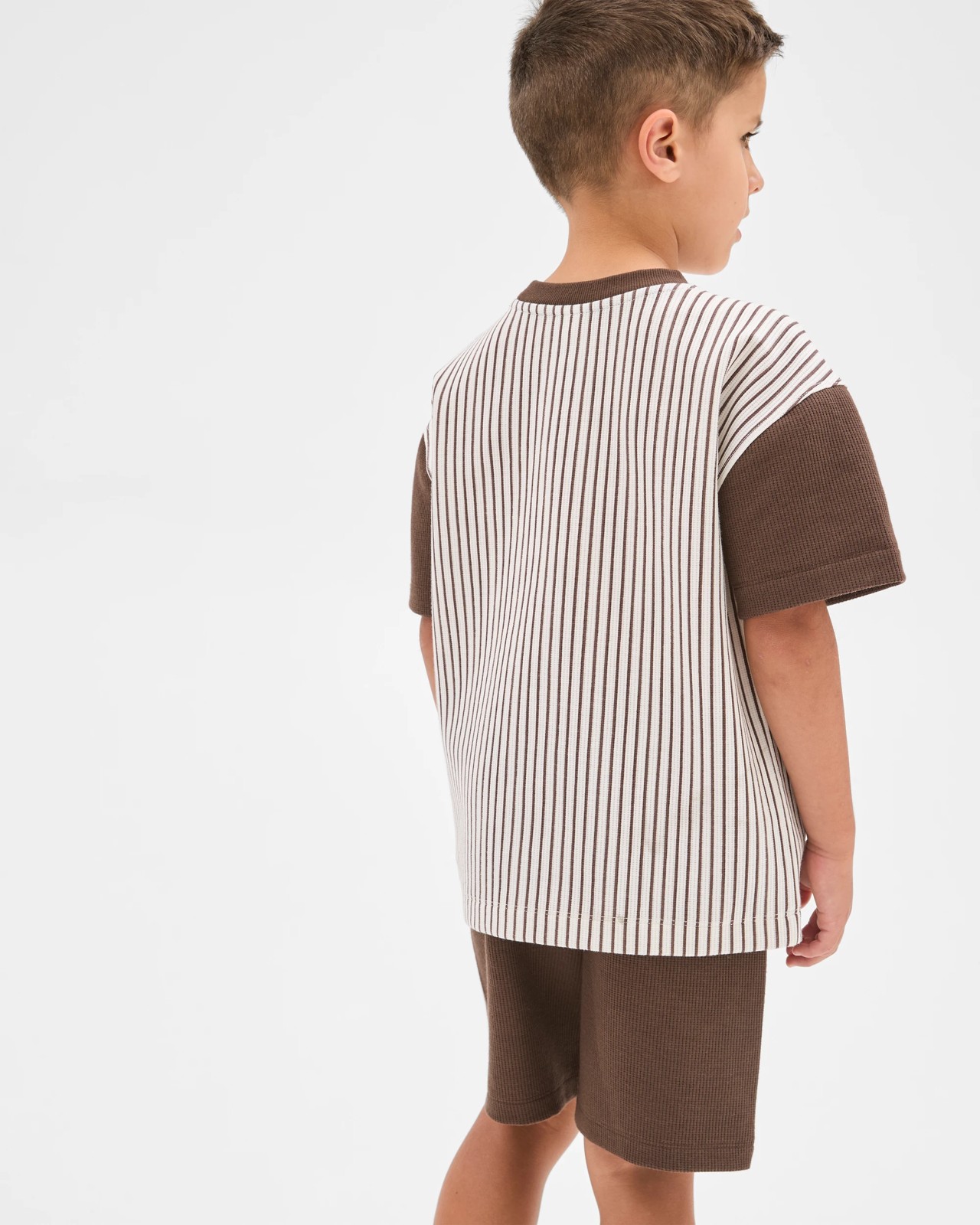 Waffle T-Shirt and Shorts 2 Piece Set - Brown 4 of 6