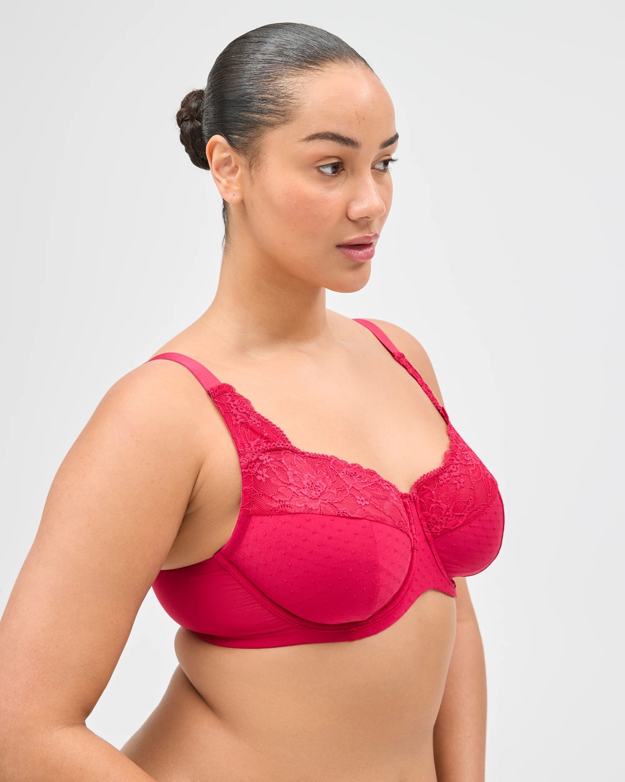 Full Figure Lisa Embroidery & Lace Bra - Persian Red 2 of 3