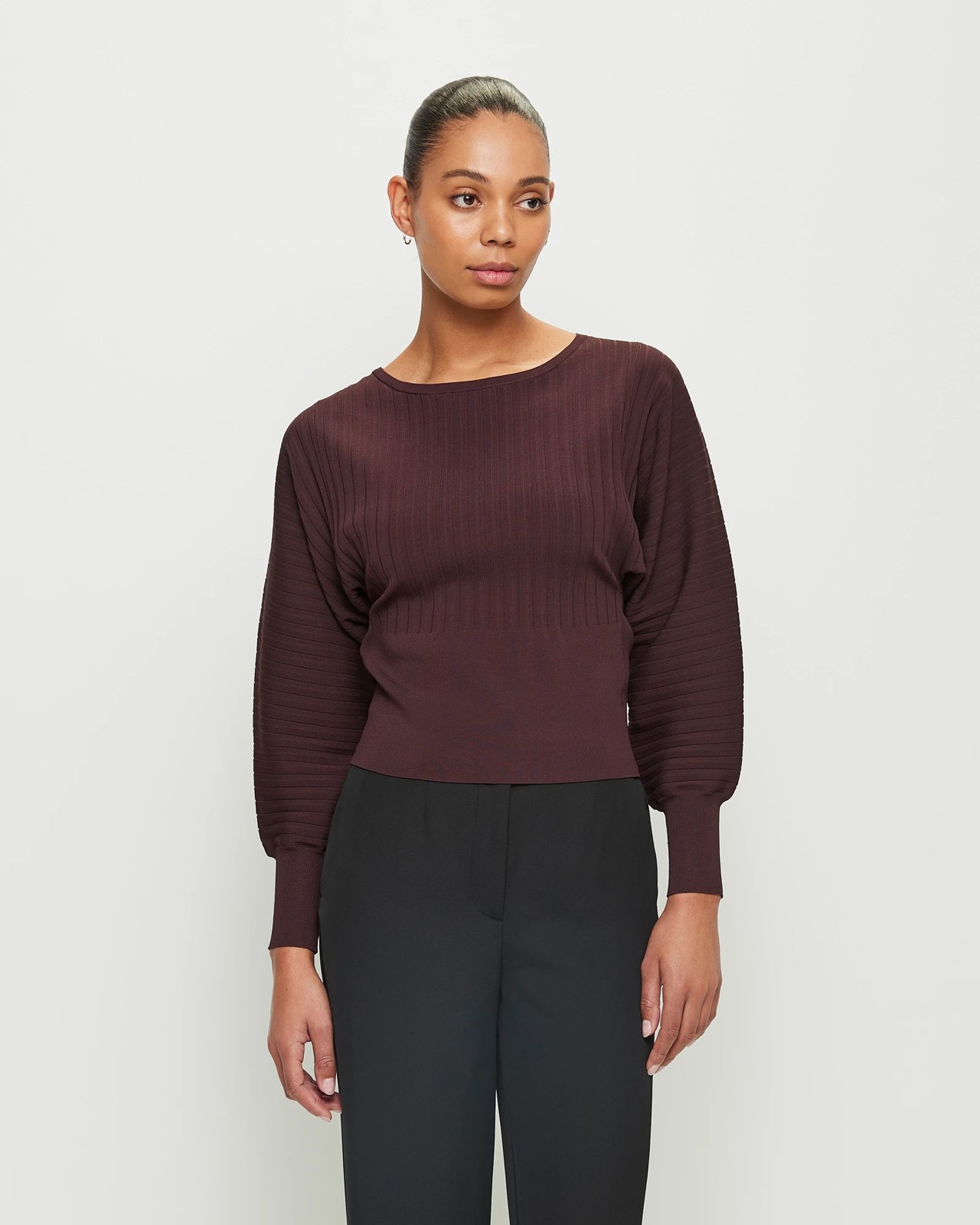 Boat neck ribbed sweater - Women