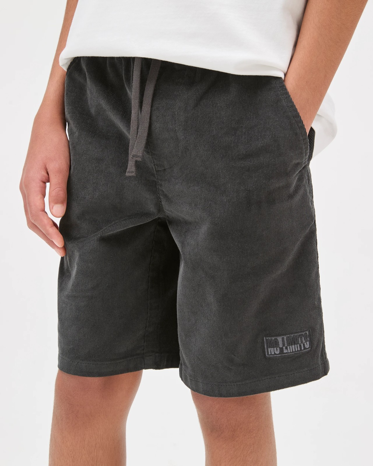 Cotton Elastic Waistband Corduroy Shorts - Phantom 2 of 6