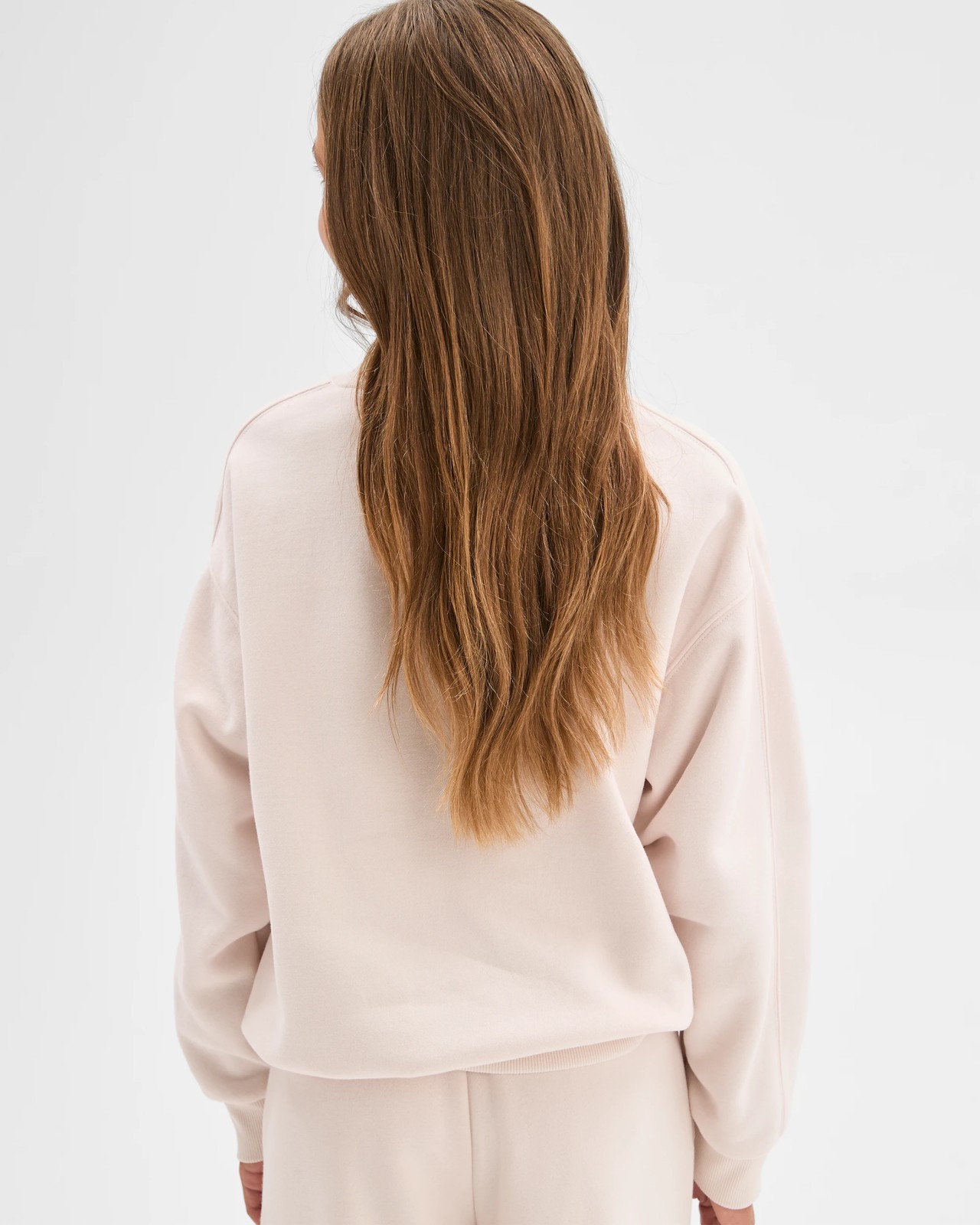 Australian Cotton Blend Long Sleeve Fleece Sweat Top - Pastel Parchment 4 of 6