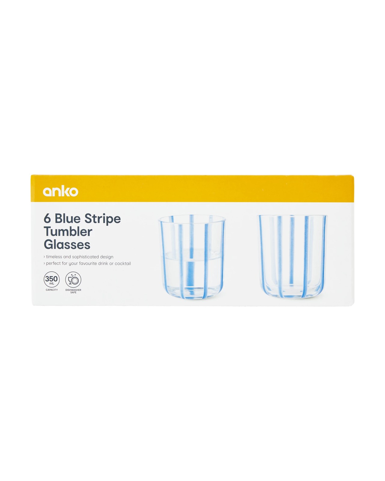 Anko 6 Blue Stripe Tumbler Glasses 4 of 4