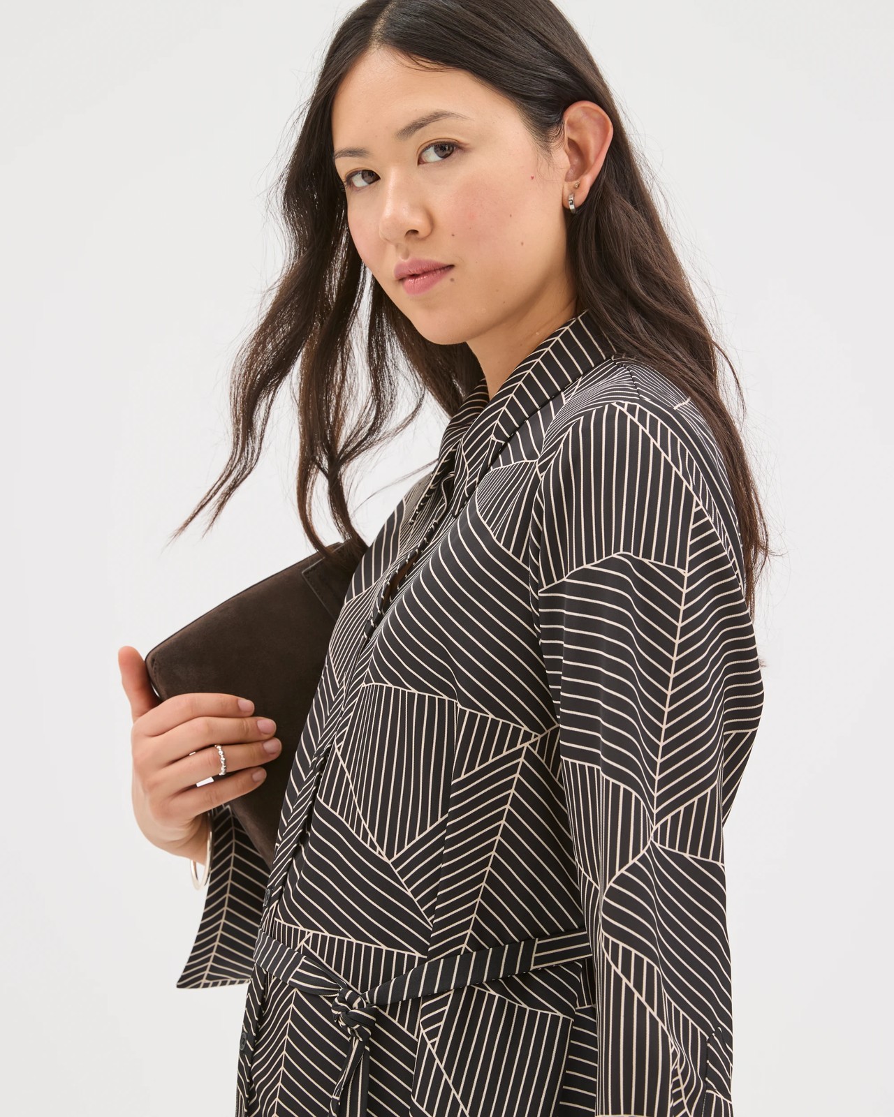 Preview Long Sleeve Crossover Midi Shirt Dress 4 of 5